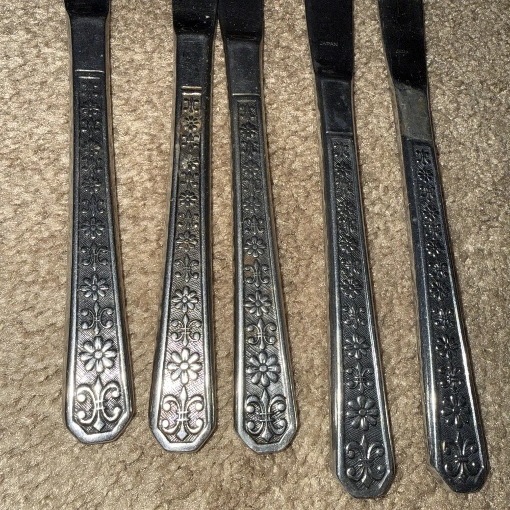 Vintage 70's Interpur FLORENZ Stainless 5 Knives Mid Century Modern